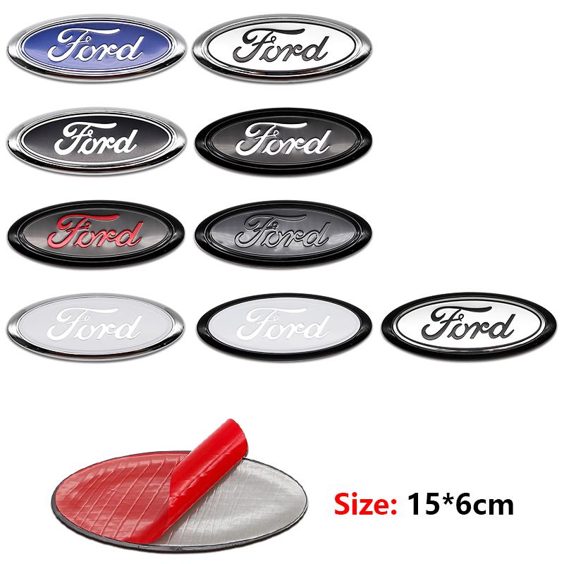 AJI1 ABS Car Front Grille Rear Trunk Logo Emblem Stickers For Ford Focus Edge Mondeo Ecosport Fusion Ranger Fiesta Kuga Accessories