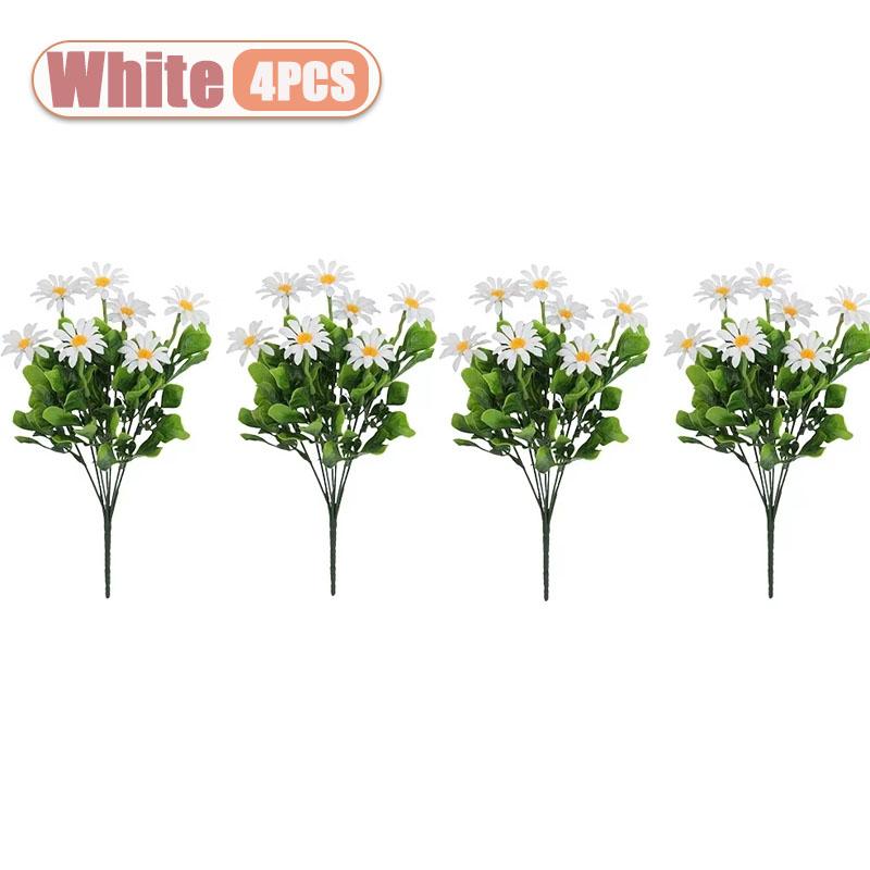 2-8PCS Artificial Plastic Chrysanthemum Faux Daisy Outdoor Faux Flowers Fence Decor Fake Plants Exterior Home Decoration