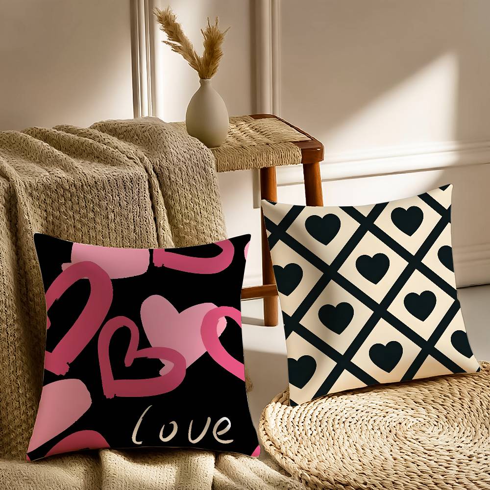Fashion Love Heart Pillow Case Sofa And Living Room Decorative Cushion Covers Dust-Proof And Mite-Proof Invisible Zipper
