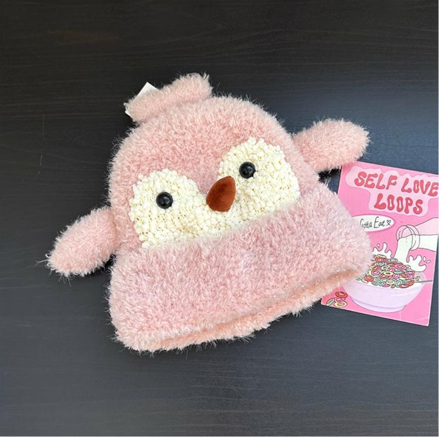 Süßer kleiner Pinguin Plüsch Strickmütze Kinder Herbst und Winter Neu Verdickt Warm Vielseitig Ohrenschützer Pullover Mütze