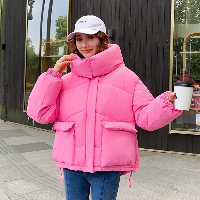 Women's Short Loose Casual Down Cotton Coat - Autumn/Winter 2025 Korean Style with Big Pockets