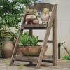 Solid Wood Trapezoidal Flower Stand - American Retro Multi-Layer Shelf