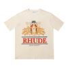 2023 Marchio trendy europeo e americano transfrontaliero RHUDE logo con lettera micro-etichetta motivo t-shirt a maniche corte uomo e donna high street larga h