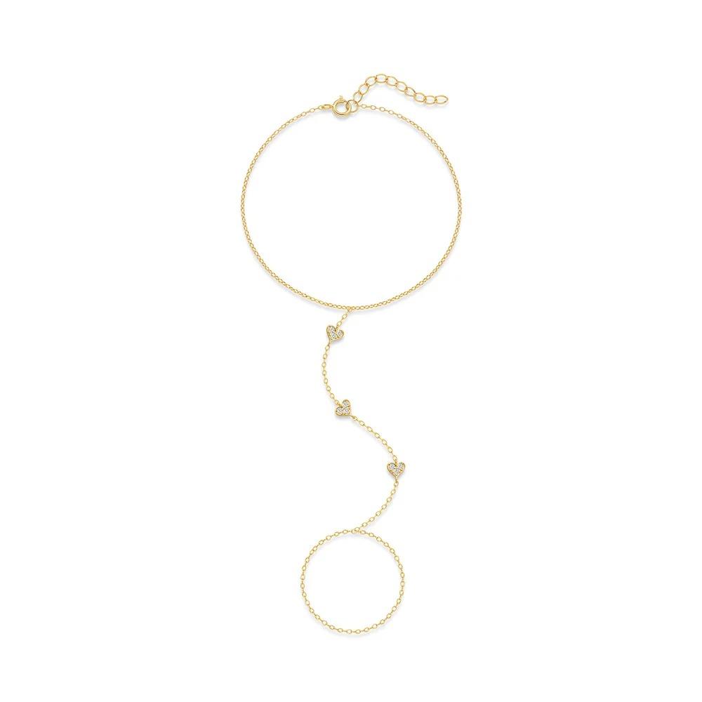CANNER 925 Silber Herzform Blütenblatt CZ Funkelnder Zirkon Armband Ring Kette Für Frauen Minimalismus Handkette Armbänder