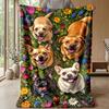 Floral Canine Fantasy Theme blanket Lightweight Warm Flannel Blanket Decorative Throw Blanket for Home Decoration