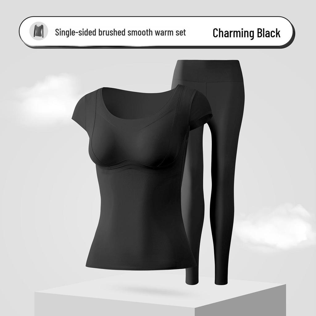 Women's Fleece-Lined Temperature-Control Set: Shaping Autumn Base Layer, No-Bra Needed.