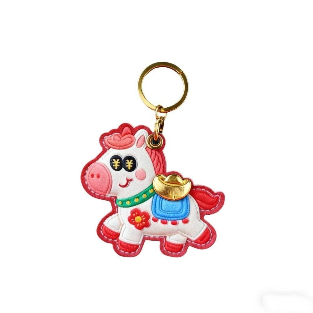 Leather Horse Pendant Cartoon Chinese New Year Gift Cute Horse Keychain  Year of The Horse