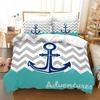 Marine Anchor Pattern Duvet Cover Set Fashion Bedding Set Ultra Soft Quilt Cover and Pillowcases for Kids Teens Boys Bedroom