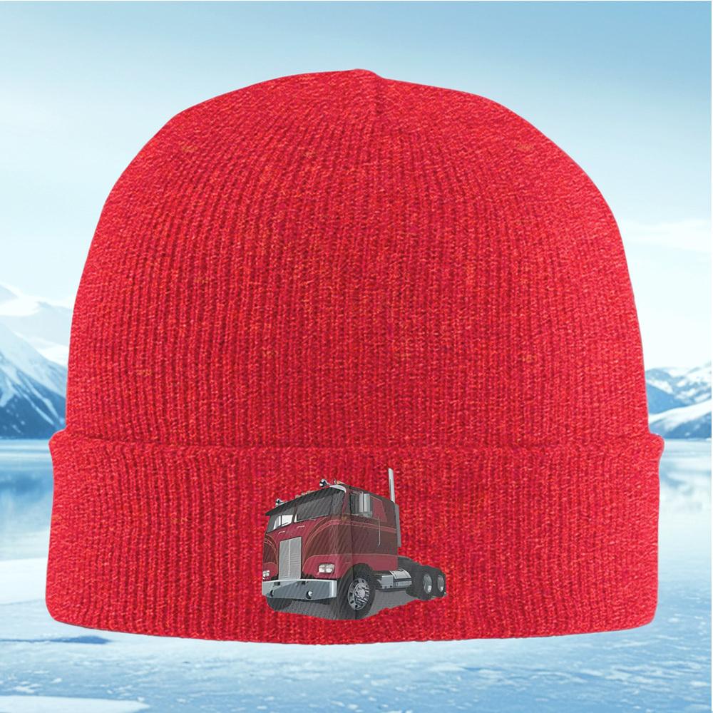 Truck wheels design red cabin structure Men Women Unisex Knitted Hat Beanie Pullover Cap Winter Thermal Warm Christmas Outdoor C