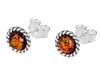 Kolczyki Srebrne Koła Z Bursztynem Damskie Wkrętki Plecione Kółka 8Mm