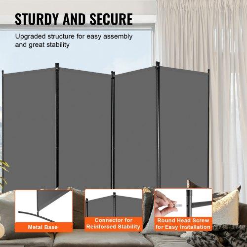 VEVOR Room Divider, 4 Panels Room Divider, Folding Privacy Screen and Portable Partition Divider for Room Separation