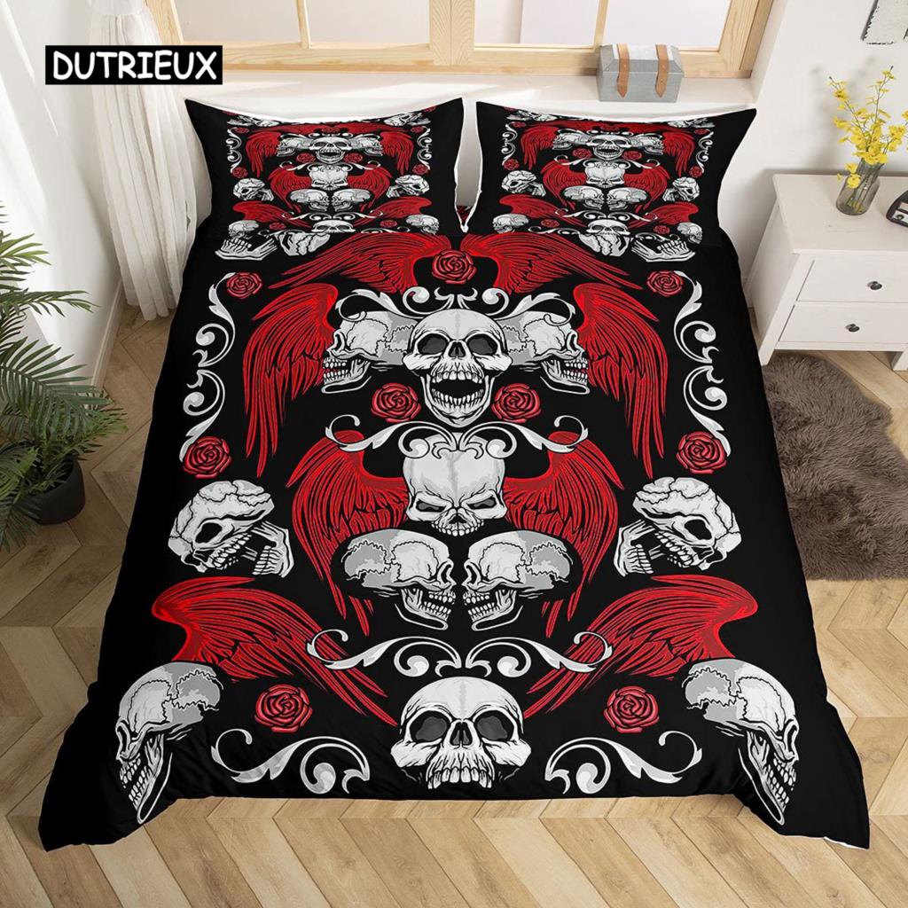 3D Rose Duvet Cover Set Queen Microfiber Red and White Floral Bedding Set Romantic Flowers Comforter Cover Valentine's Day Gift