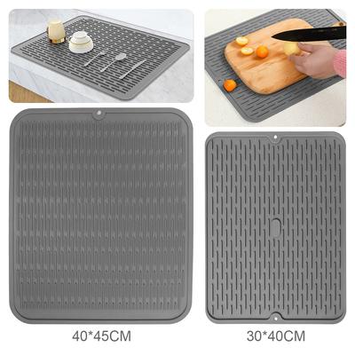Silicone Dish Drying Mat for Kitchen Counter 18 X 16in/16 X 12in Heat Resistant Dinnerware Mat Non-slip Sink Draining Board Mat