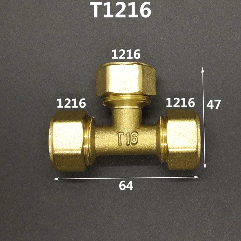 

Brass Compression Tee Pex 1216/1418/1620/2025/2632 Pipe Fitting Equal Reduced Aluminum Plastic Pipe Fittings for Floor Heating 1 pc