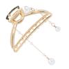 Hair Claw Clips Alloy Strong Hold Non Slip Artificial Pearls Hair Styling Accessories for LadiesHalf Round