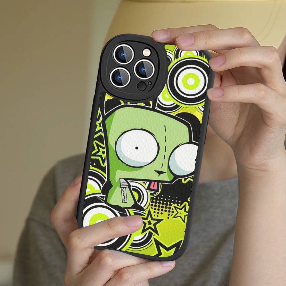 

Cartoon I-Invader Zim Gir Phone Case For IPhone 11 12 13 14 15 16 Pro Max Plus Leather Cover iPhone 16pro max