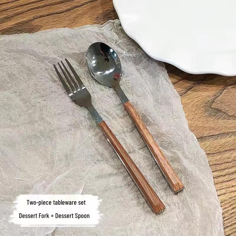 Faux Wood Handle Stainless Steel Cutlery Set