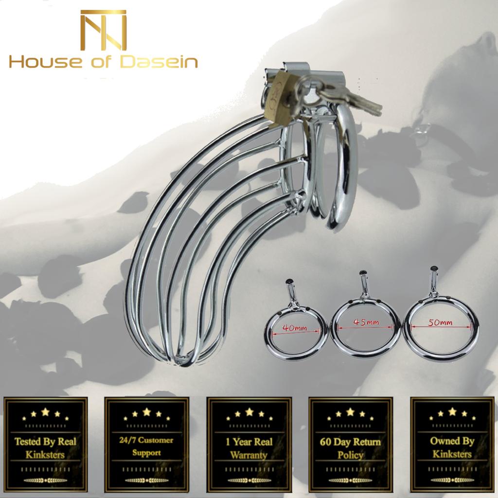 Stainless Steel Locking  Cage Male Chastity  Ring   Rings