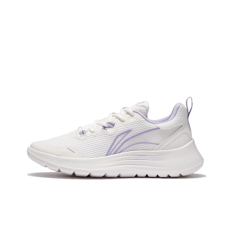 Li-Ning Reflective Comfortable Versatile Low-Top Running Shoes Women Sneakers White Purple ARSS042-3