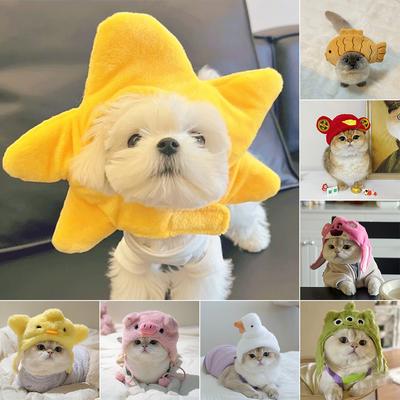 Pet Cat Hats Starfish Snapper Chicken Shaped Hat Teddy Dress Up Costume Headdress Pet Costume For Party Cosplay Accessories