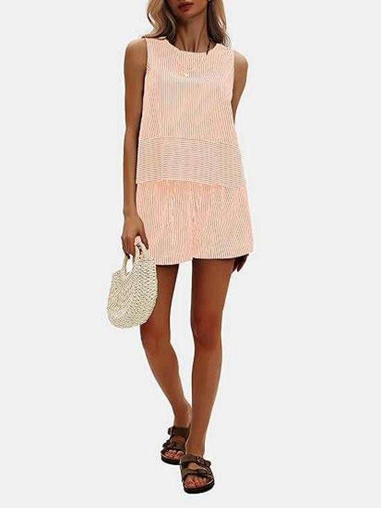 Sommer 2025 Ärmelloser Taillenanzug mit vertikalen Streifen