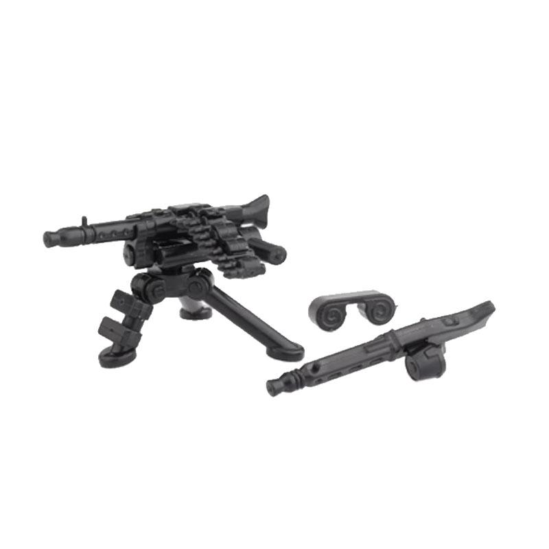 Military WWII Weapons Building Blocks Soldier Figure Toy Gatling M2 Heavy Machine Gun NSV M19 Box Rifle Bullet Chain Mortar K045