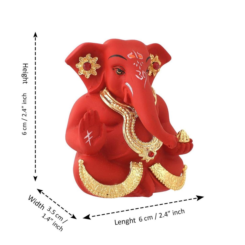 Ganesh Idol Murti Statue for Car Dashboard Gift Ceramic Terracotta Gold Plated Ganesha Ganpati Idols Showpiece Figurine