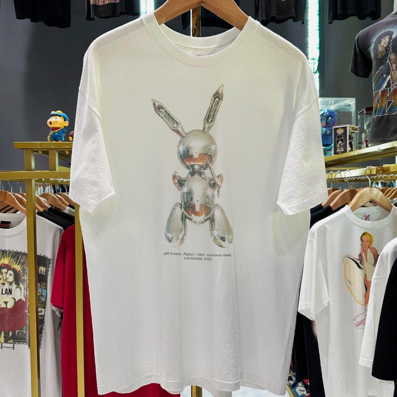 1992 Jeff Koons Rabbit Sfmoma Aged T-Shirt White M L