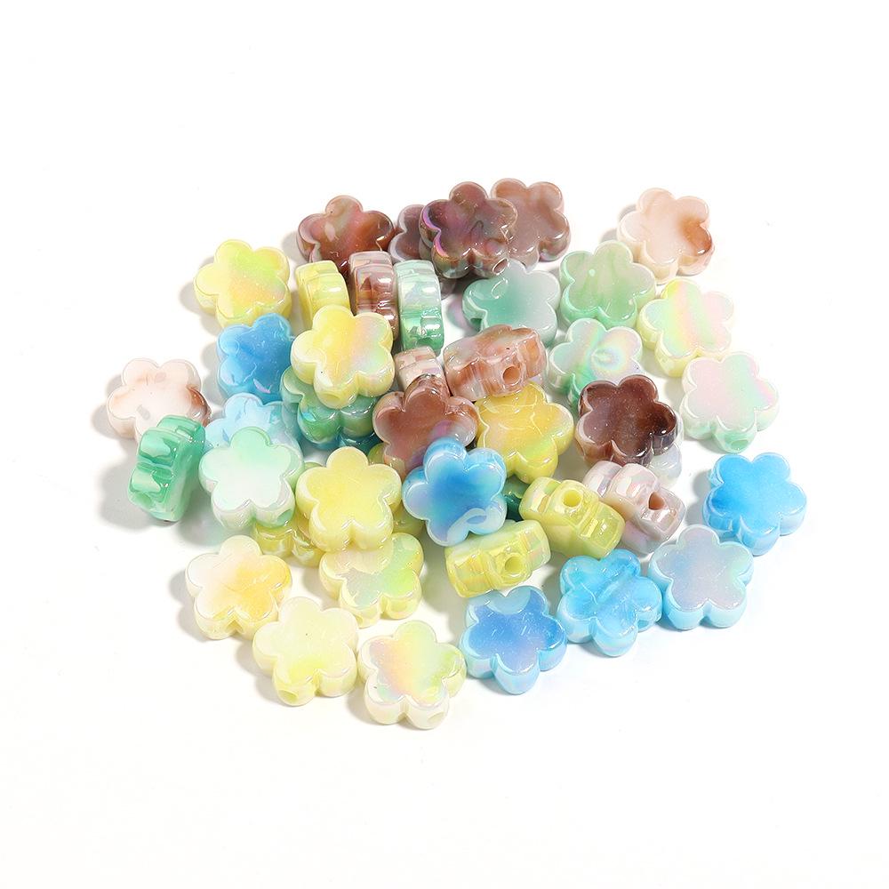 20-Piece Pack of Iridescent Gradient Five-Pointed Star Flower Acrylic Beads for DIY Bracelets