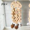 Parrot Gnawing Accessory Wooden Blocks Toy, Bird Chew Toy with Beads Pinecones, Safe Pine Cone Beak Grinding Cage for Macaws African Greys Large