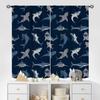 Kids Sea Animal Curtains Teens Boys Girls Bedroom Nursery Decor Cartoon Sharks Art Printed Window Drapes Fabric Light Blocking Polyester Sleeping Area