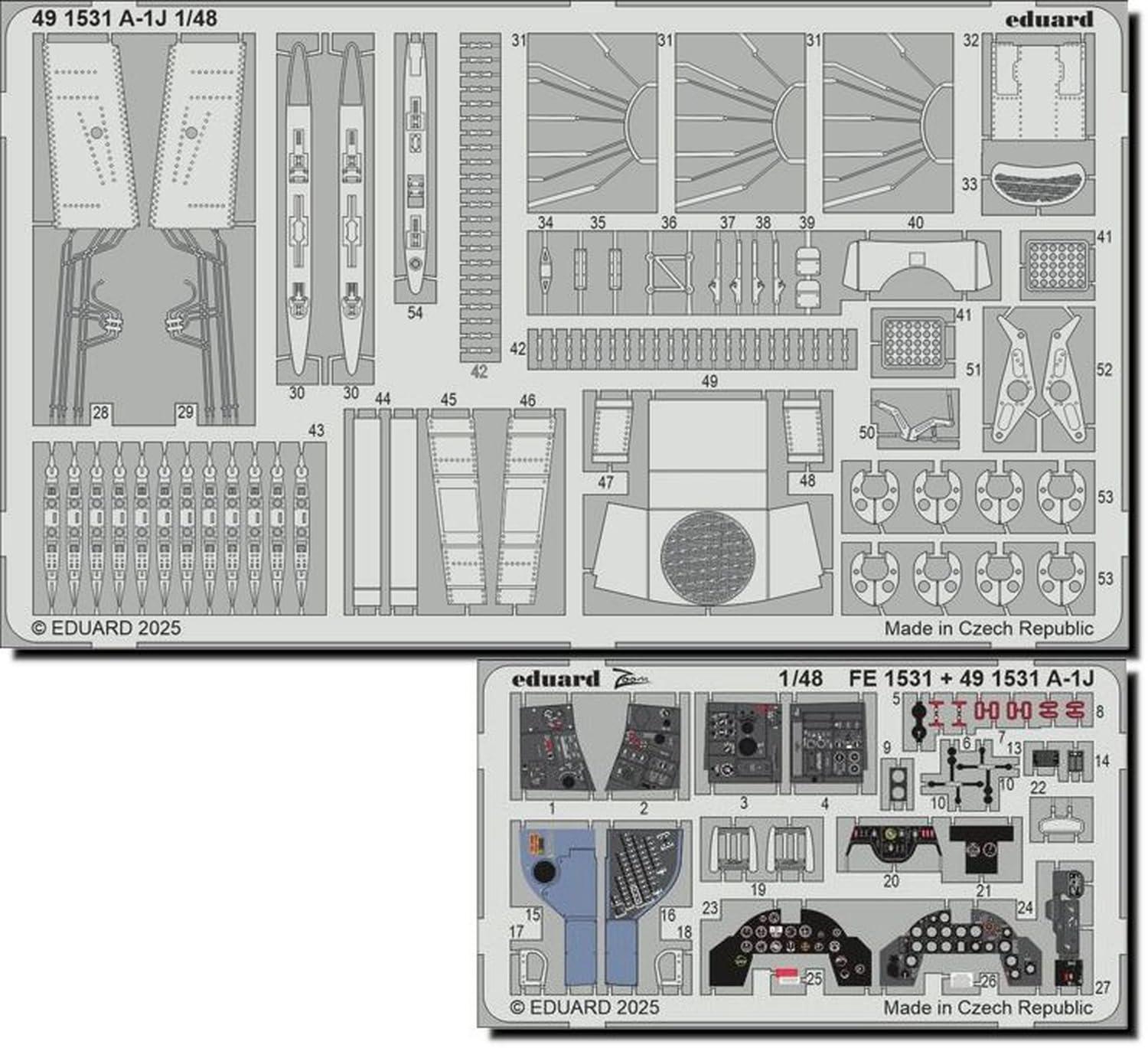 

Eduard Skyraider Etching Parts Plastic Model Parts EDU491531 1/48 A-1J (for Tamiya) (Airplane)