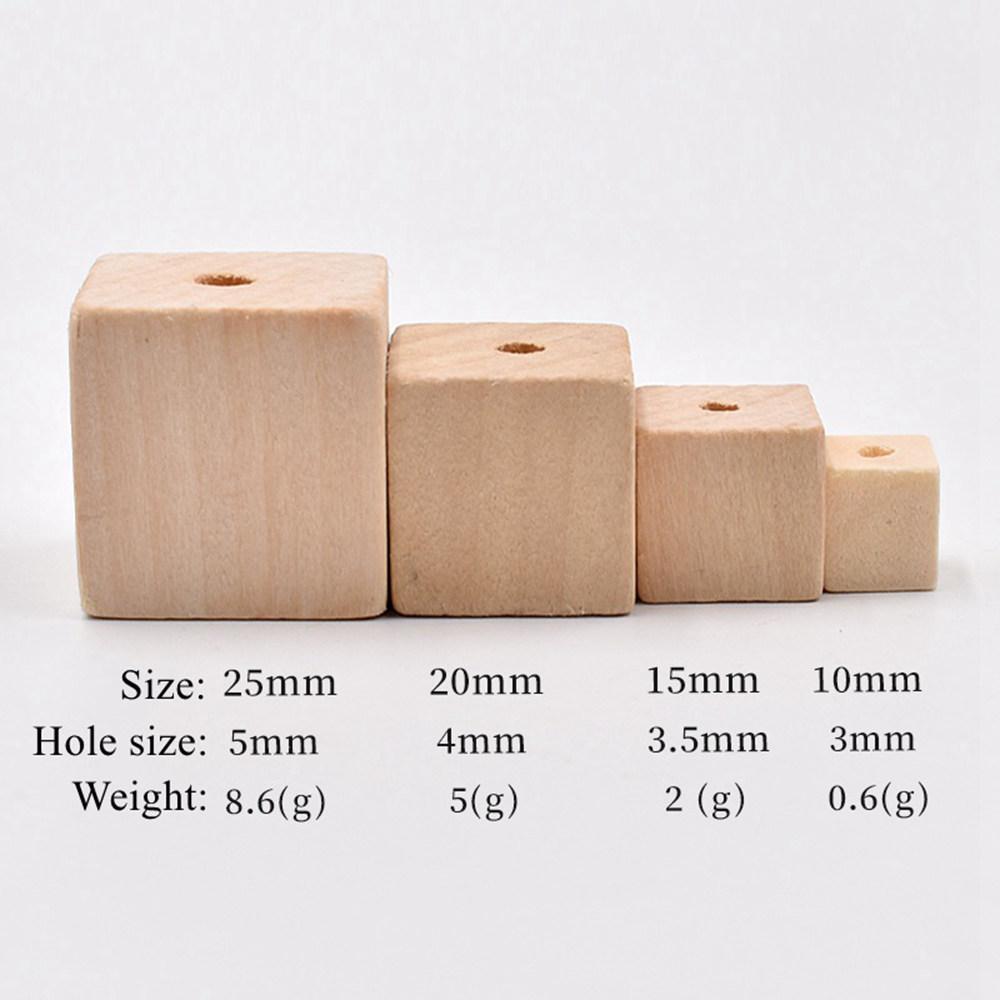 10 piezas Cubo Cuadrado Madera Natural 15mm 20mm 25mm 30mm Cuentas Sueltas para Manualidades DIY Artesanía en Madera Accesorios para Fabricación de Joyería