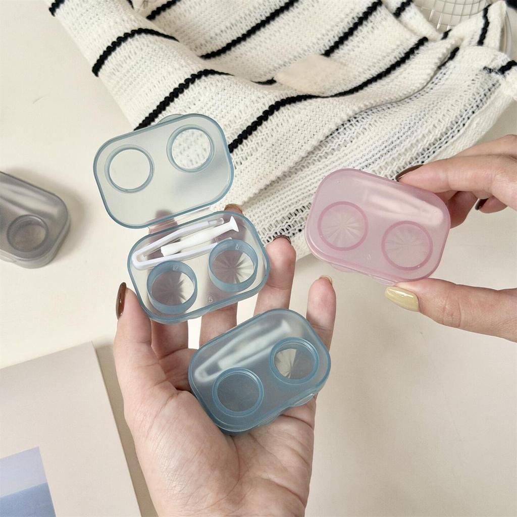 Contact Lens Box Portable Transparent Soak Container Box Girls Travel Contact Lens Case with Tweezers