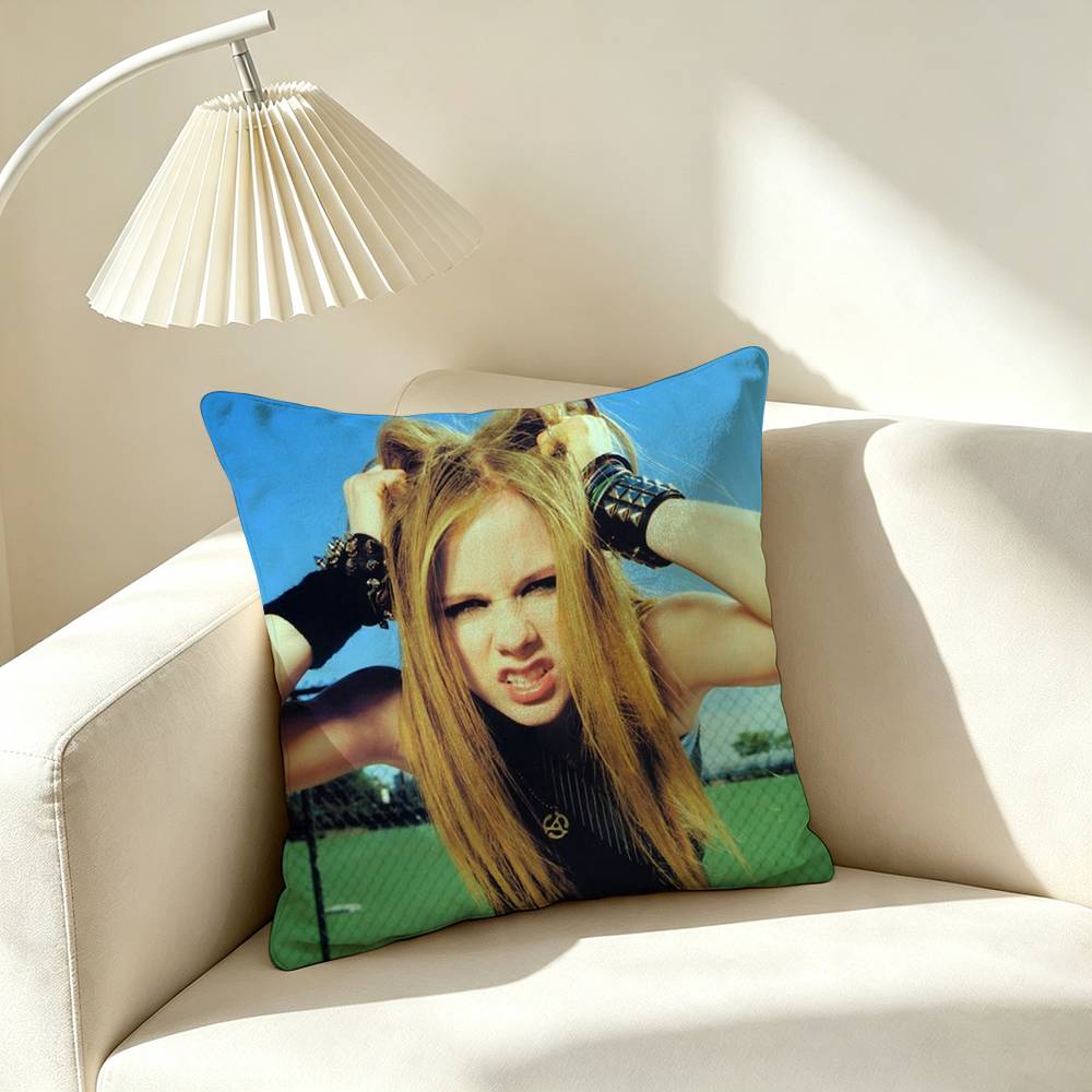 A-Avril lavigne Punk Icon Square Double-Sided printed Pillow Case Bedroom Bedside Pillow Sofa Cushion Cover