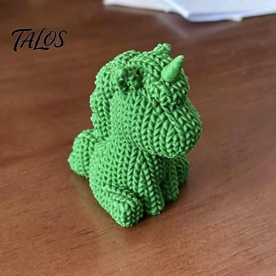 Rainbow Colored Desk Decor 3D Printed Unicorn Figurine with Knitted Texture, Cute Compact Fine Textured Figures Animal Statue, Creative Desktop