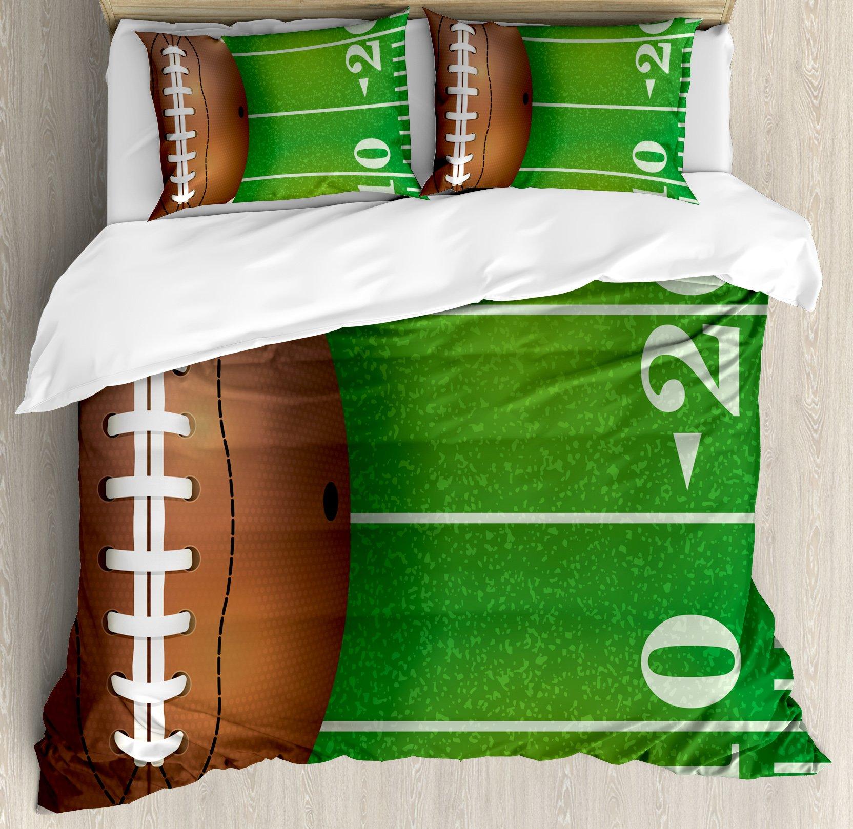 

Comforter Football S Set For Kids Boys Teens Orange Football Printed Comfortable Warm Sports Soccer Bedding Decor Comforter (quilt)-EU Single(135*200cm)3pcs