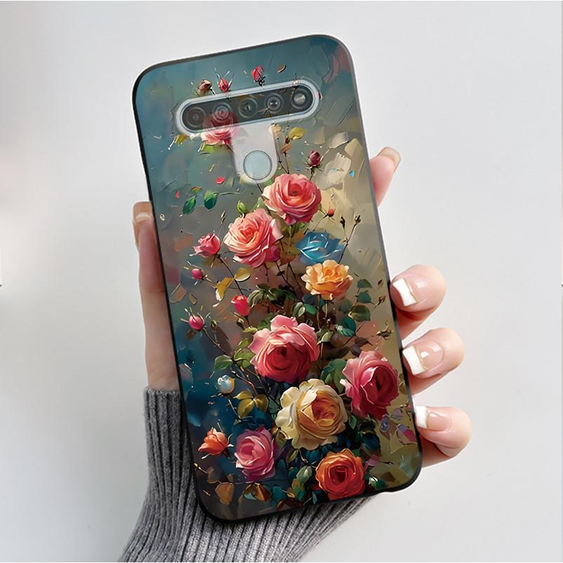 Printing Pattern Case For LG Q61 / LG K61 / LG Q70 Cover Fundas Soft Silicone Black Shell Cute Flower Cartoon Casing Coque Capa