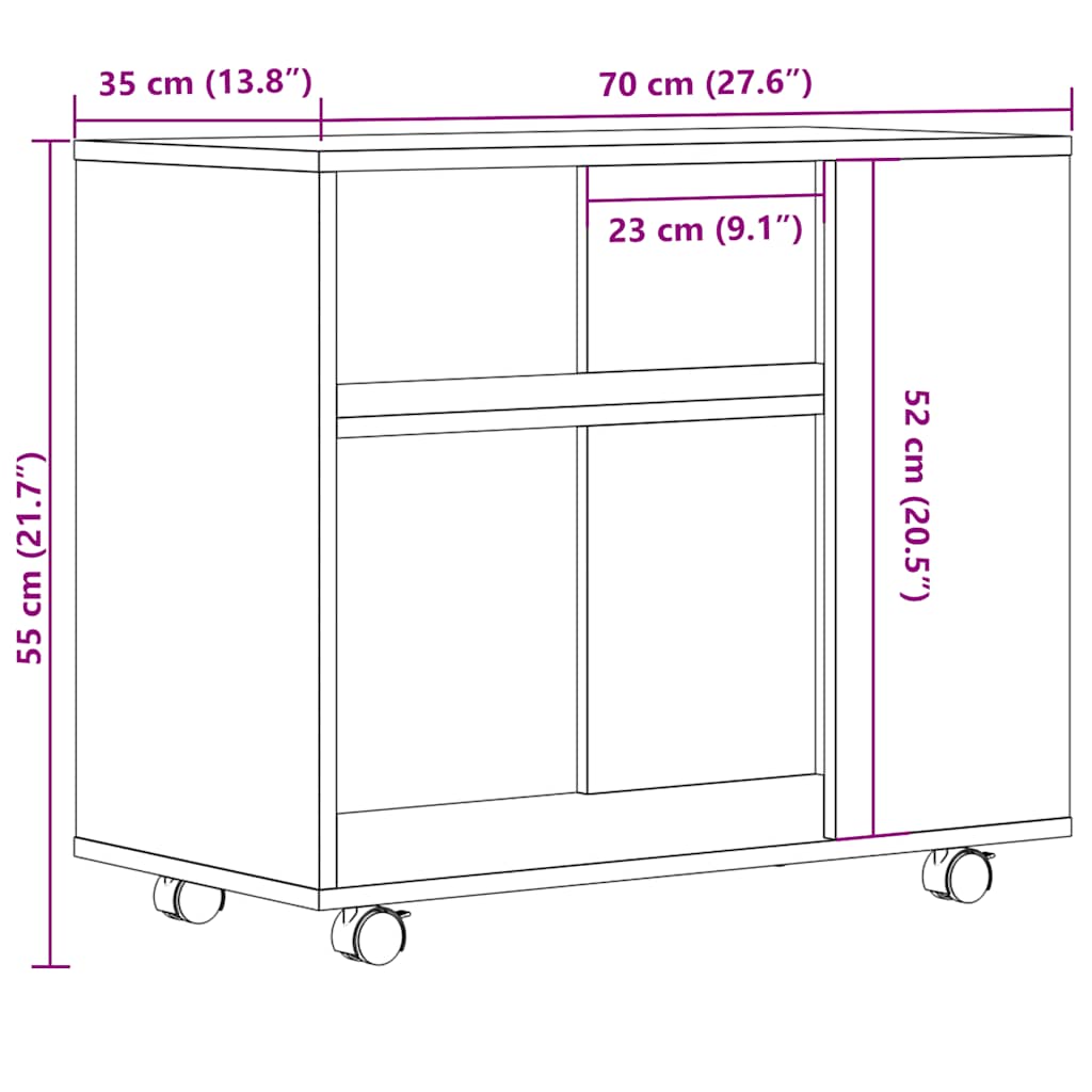Side Table Artisan Oak 70 x 35 x 55 cm Particleboard