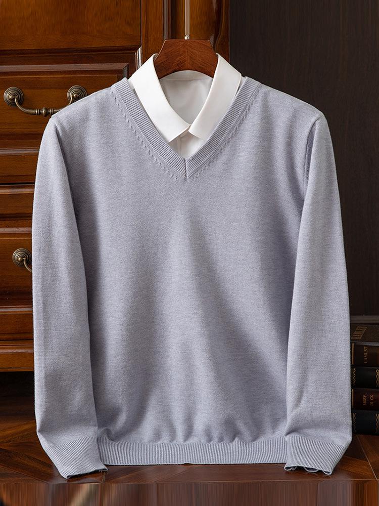 Men's Plus Size Knitwear: Autumn/Winter V-Neck Business Sweater