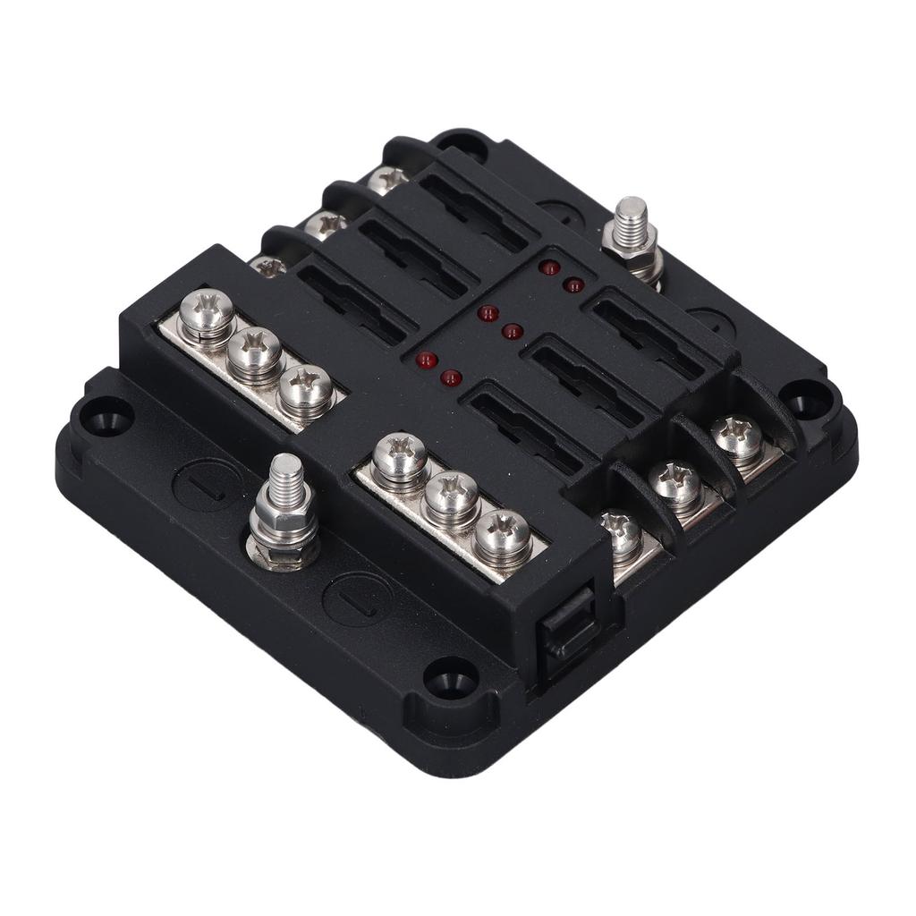 6 Way Box, LED Display, 32V Carrier for Car, Boat, Truck, with Waterproof Cover, 100A Highest Input Current