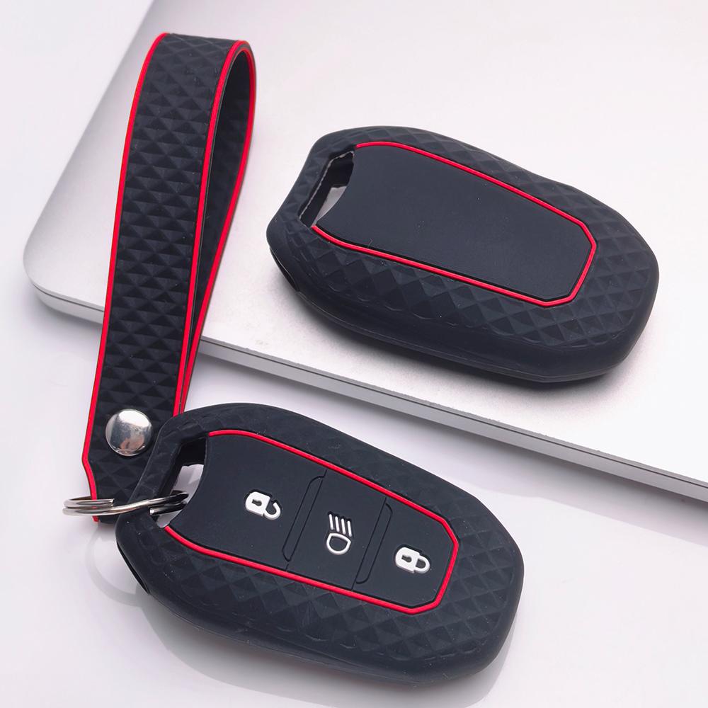 Key Fob Cover for Peugeot 3008 5008 208 308 408 508 4008 C1 with Keychain Anti-Scratch Surface Shockproof Structure Soft Grip Texture