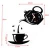 Diy Acrylic Coffee Cup Teapot 3D Wall Clock Decorative Kitchen Wall Clocks Decor