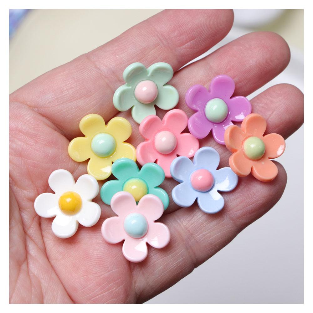 100 Pieces 20MM Resin Flower Daisy Cabochons Colorful Flatback Resin Sunflower Beads No Hole for Jewelry Making Scrapbooking DIY