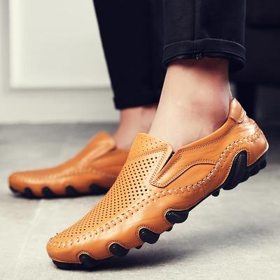 Sommer Herren Lochleder Slipper Rutschfest Walking Atmungsaktiv Outdoor Lässig Ausgehöhlt Sneakers Männlich Business Büro Schuhe