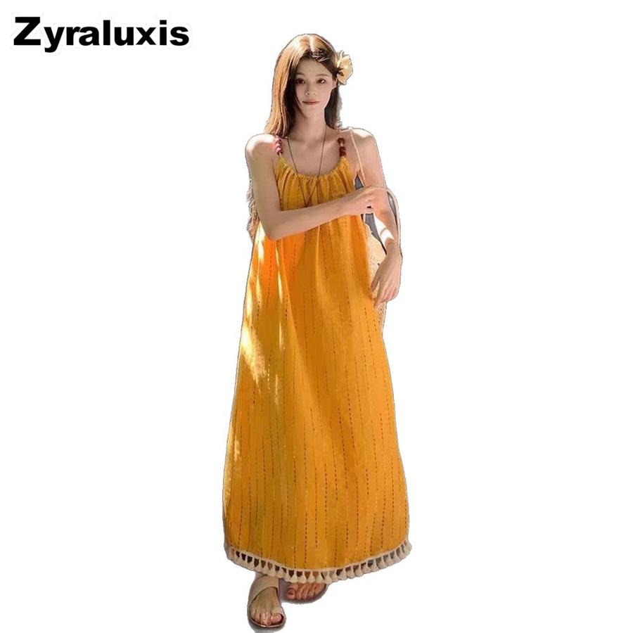 Tropical Island Dopamine Dressing Long Dress for Women - Bali Beach Photo Shoot Outfit