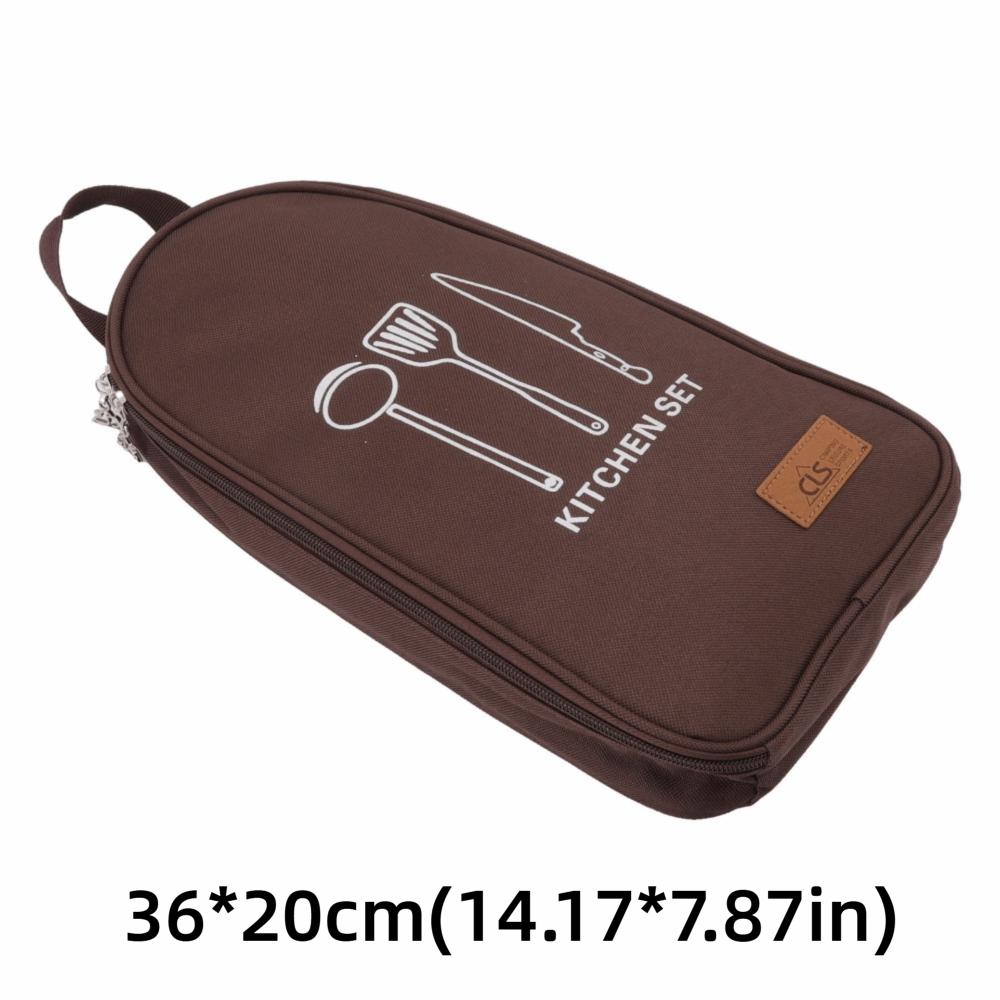 Portable Camping Utensil Bag Large Capacity Outdoor Cooking Utensils Bag  Camping Coffee Color