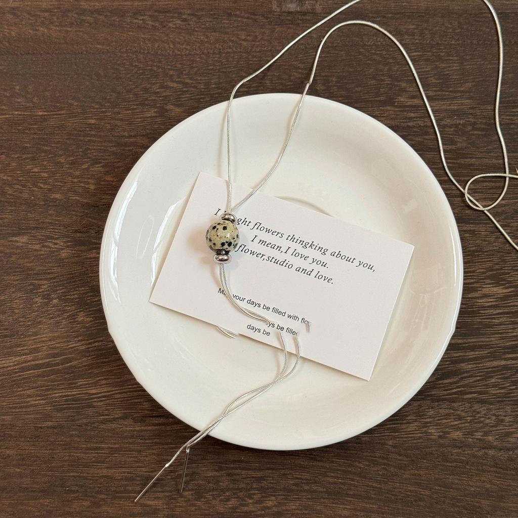 Retro Bow Flower Tiger's Eye Stone Water Drop Necklace Clavicle Chain Cold Wind Necklace Women