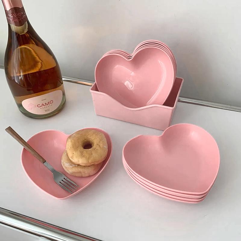 Rosa Liebe Speiseteller Obst Dim Sum Speiseteller Desktop Obstschalen Aufbewahrungsteller Würzteller Unterteilter Snack Picknickteller