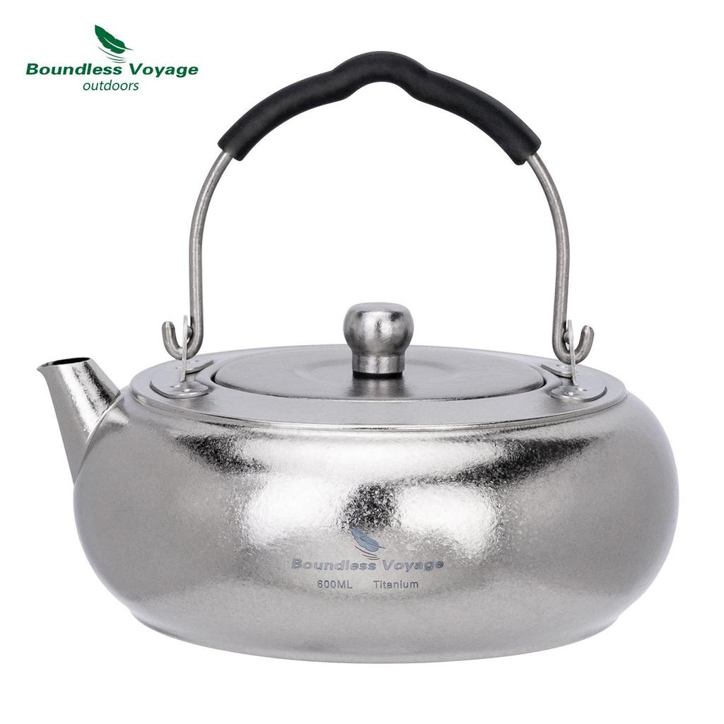 Essential 600ML Pure Titanium Tea Kettle with Anti-Scald Silicone Handle for Outdoor Camping.